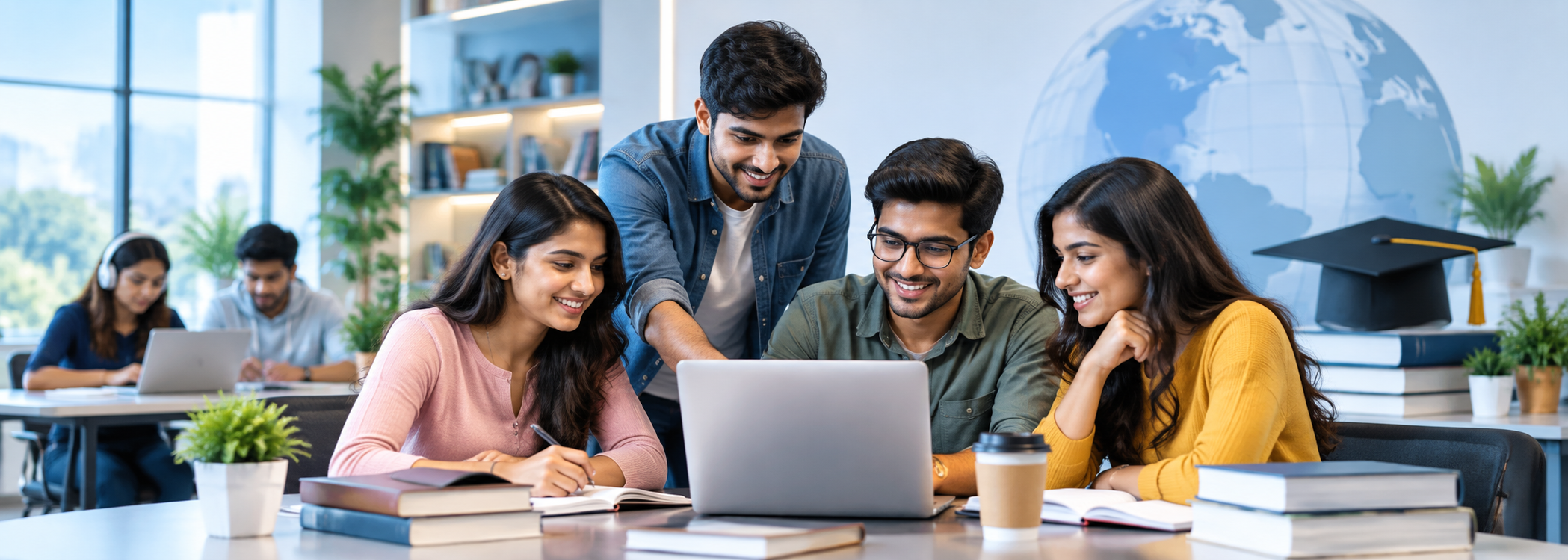 Students studying together in a modern educational environment